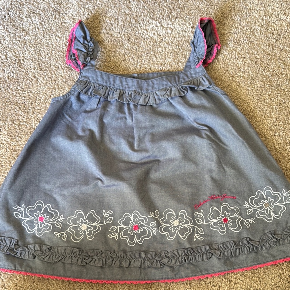 Calvin Klein Jeans Gray and Pink Floral Embellished Blouse